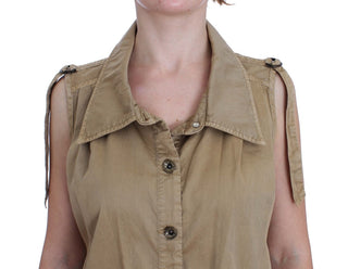 Beige Sleeveless Cotton Blouse - Luxury for You