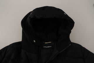 Elegant Black Hooded Parka Winter Jacket