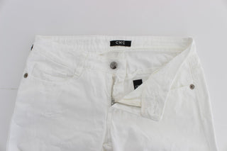 Chic Slim Fit White Cotton Jeans - Luxury for You