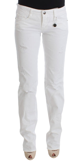 Chic Slim Fit White Cotton Jeans - Luxury for You