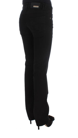 Chic Black Slim Fit Zippered Cotton Jeans - Luxury for You