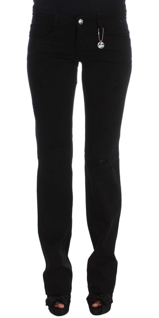 Chic Black Slim Fit Zippered Cotton Jeans - Luxury for You