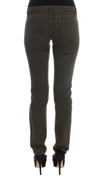 Chic Slim Fit Green Cotton Jeans - Luxury for You