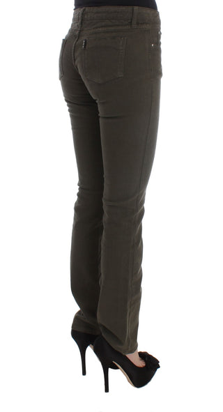 Chic Slim Fit Green Cotton Jeans - Luxury for You