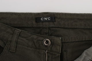 Chic Slim Fit Green Cotton Jeans - Luxury for You