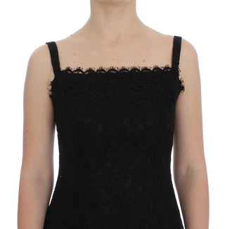 Elegant Black Floral Lace Knee-length Dress - Luxury for You