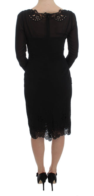 Elegant Black Floral Lace Sheath Dress - Luxury for You