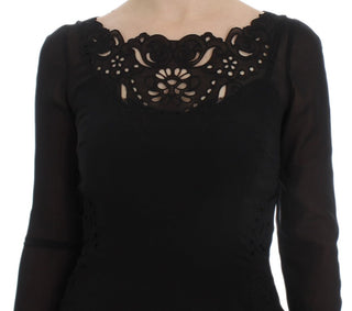 Elegant Black Floral Lace Sheath Dress - Luxury for You