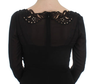 Elegant Black Floral Lace Sheath Dress - Luxury for You