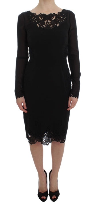 Elegant Black Floral Lace Sheath Dress - Luxury for You