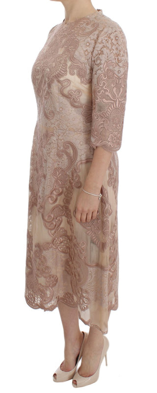 Elegant Pink Lace Embroidered Shift Dress - Luxury for You