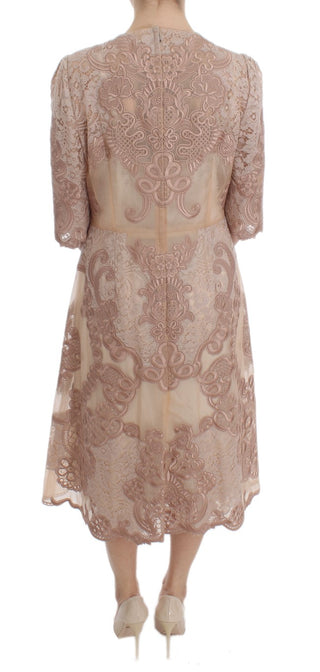 Elegant Pink Lace Embroidered Shift Dress - Luxury for You