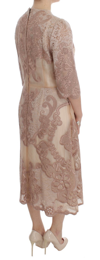 Elegant Pink Lace Embroidered Shift Dress - Luxury for You