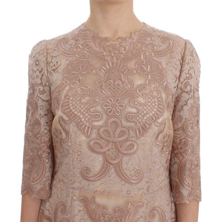 Elegant Pink Lace Embroidered Shift Dress - Luxury for You