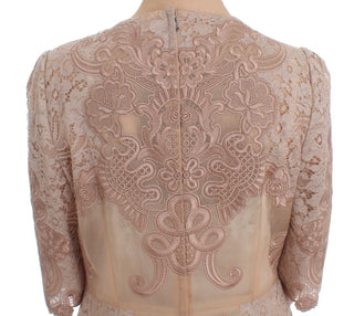 Elegant Pink Lace Embroidered Shift Dress - Luxury for You