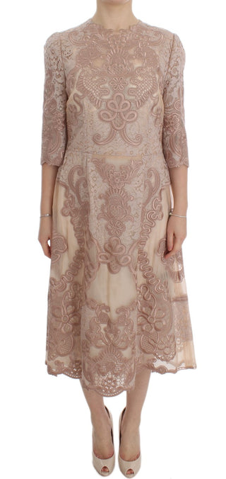 Elegant Pink Lace Embroidered Shift Dress - Luxury for You