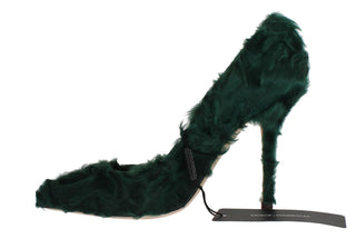 Elegant Green Xiangao Fur Leather Pumps - Luxury for You