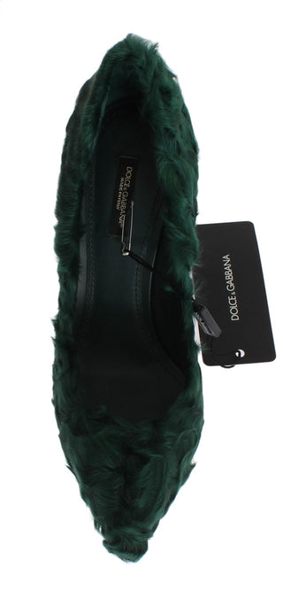 Elegant Green Xiangao Fur Leather Pumps - Luxury for You