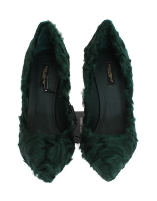 Elegant Green Xiangao Fur Leather Pumps - Luxury for You