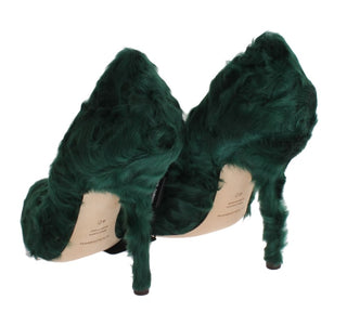 Elegant Green Xiangao Fur Leather Pumps - Luxury for You