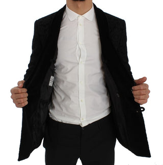 Elegant Slim Fit Black Silk-blend Blazer - Luxury for You