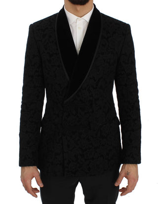 Elegant Slim Fit Black Silk-blend Blazer - Luxury for You