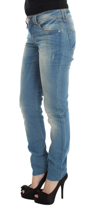 Sleek Blue Slim Fit Designer Jeans - Luxury for You