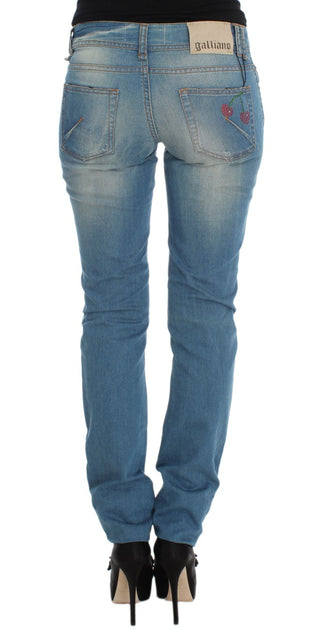 Sleek Blue Slim Fit Designer Jeans - Luxury for You