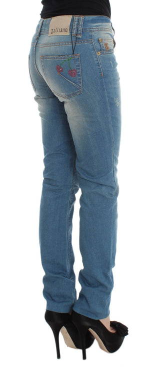 Sleek Blue Slim Fit Designer Jeans - Luxury for You