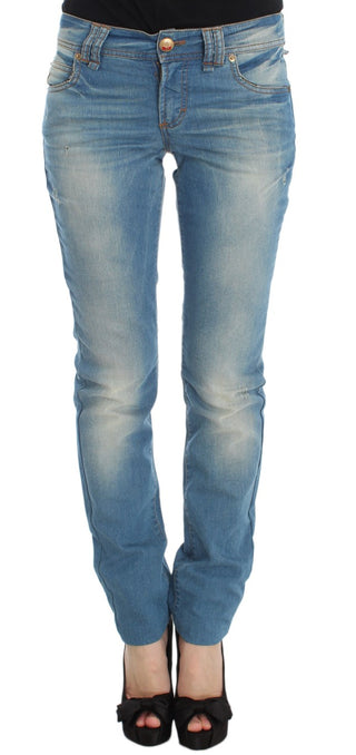 Sleek Blue Slim Fit Designer Jeans - Luxury for You