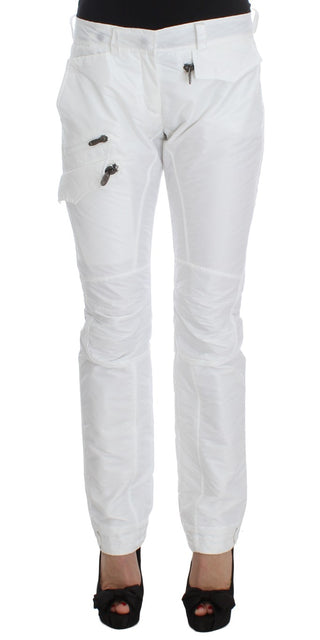 Chic White Nylon Cargo Pants By Italian Designer - Luxury for You