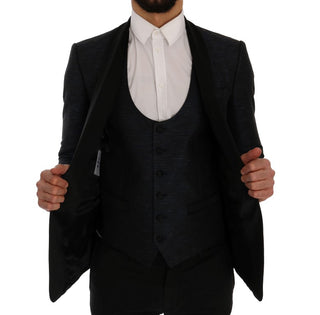 Elegant Blue & Black Slim Fit Suit Ensemble - Luxury for You