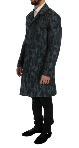 Blue Camouflage Trench Coat Elegance - Luxury for You