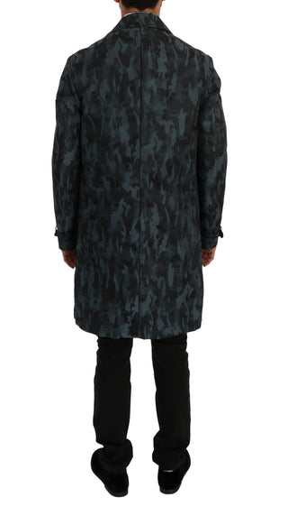 Blue Camouflage Trench Coat Elegance - Luxury for You