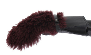 Elegant Black & Bordeaux Leather Gloves - Luxury for You