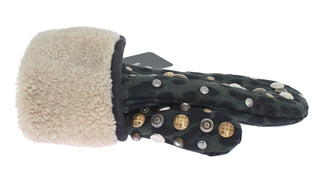 Elegant Studded Gray Wool Shearling Gloves - Luxury for You