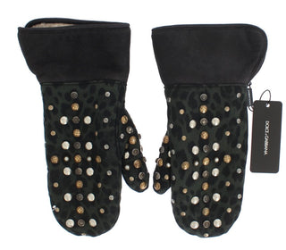 Elegant Studded Gray Wool Shearling Gloves - Luxury for You