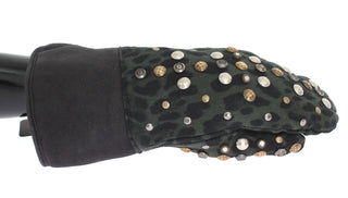 Elegant Studded Gray Wool Shearling Gloves - Luxury for You