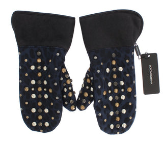 Chic Gray Wool & Shearling Gloves With Studded Details - Luxury for You