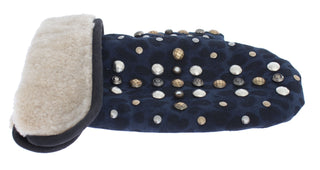 Chic Gray Wool & Shearling Gloves With Studded Details - Luxury for You