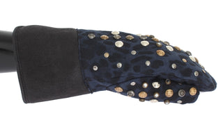 Chic Gray Wool & Shearling Gloves With Studded Details - Luxury for You