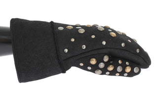 Elegant Studded Gray Wool Gloves - Luxury for You