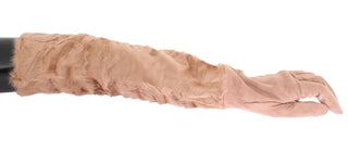 Elegant Beige Suede Elbow-length Gloves - Luxury for You