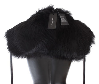 Elegant Black Fox Fur Silk Shoulder Wrap - Luxury for You