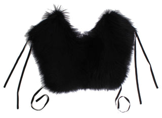 Elegant Black Fox Fur Silk Shoulder Wrap - Luxury for You