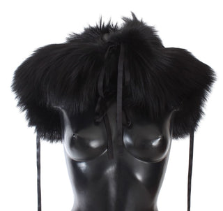 Elegant Black Fox Fur Silk Shoulder Wrap - Luxury for You