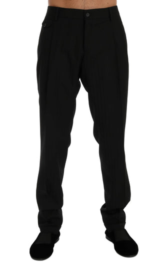 Elegant Black Striped Straight Fit Dress Pants - Luxury for You