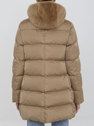 Down Jacket In Nylon And Eco-fur