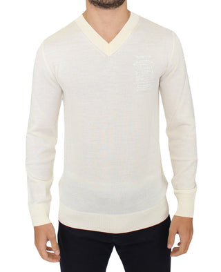 Off-white V-neck Wool Blend Pullover