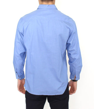 Dapper Blue Cotton Dress Shirt For Men